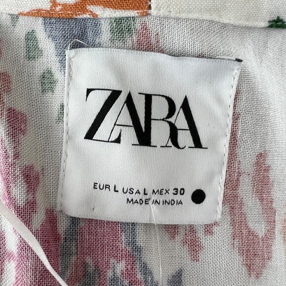 ZARA Multicolor Long Sleeve Belted Waist The Hanoi Kimono w/ Pockets L Large NEW - Picture 6 of 7